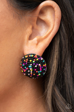Kaleidoscope Sky - Black Seed Bead Earrings Paparazzi Accessories