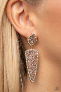 gold,post,rhinestones,Druzy Desire - Gold Post Earrings