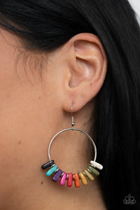 crackle stone,hoops,multi,Earthy Ensemble - Multi Stone Earrings