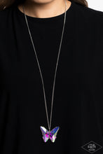 Load image into Gallery viewer, The Social Butterfly Effect - Multi Iridescent Rhinestone Butterfly Necklace Paparazzi Accessories
