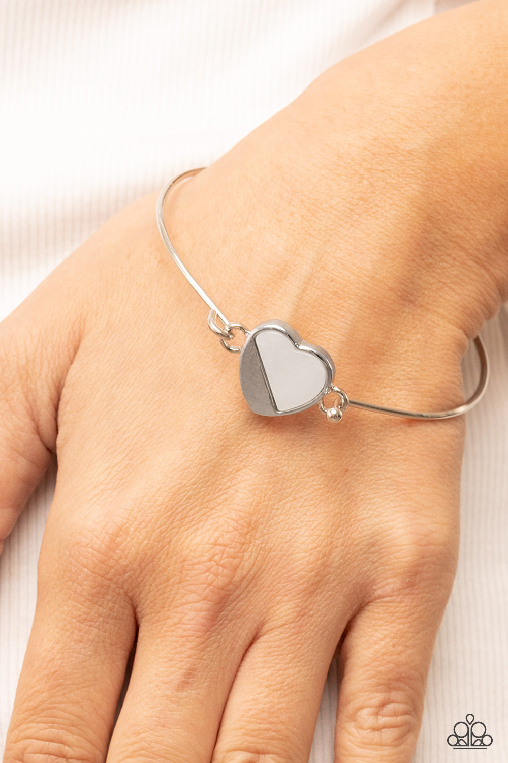 Hidden Intentions - White Heart Bracelet Paparazzi Accessories