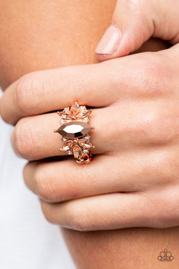 Luxury Luster - Copper Rhinestone Ring Paparazzi Accessories
