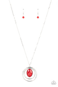 cat's eye,long necklace,red,Epicenter of Elegance - Red Cat's Eye Necklace