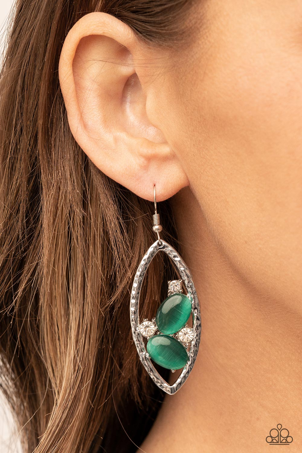Famously Fashionable - Green Cat's Eye Earrings Paparazzi Accessories