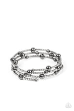 Load image into Gallery viewer, Spontaneous Shimmer - Black  Gunmetal Rhinestone Coil Bracelet Paparazzi Accessories