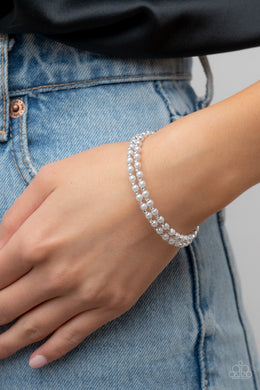 Regal Wraparound - White Pearl Rhinestone Coil Bracelet Paparazzi Accessories