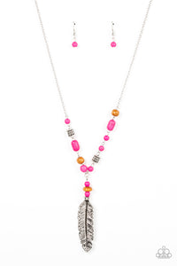 feather,pink,short necklace,Watch Me Fly - Pink Feather Necklace