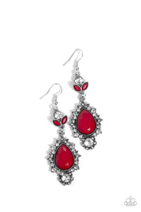 fishhook,red,rhinestones,SELFIE-Esteem Red Earrings