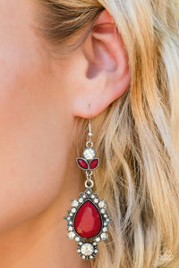fishhook,red,rhinestones,SELFIE-Esteem Red Earrings