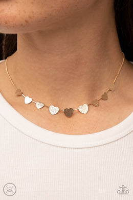 Dainty Desire - Gold Heart Choker Necklace Paparazzi Accessories