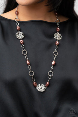 Social Soiree - Brown Pearl Necklace Paparazzi Accessories