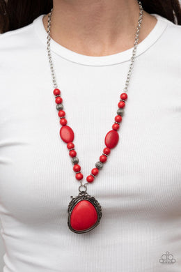 Southwest Paradise - Red Stone Necklace Paparazzi Accessories