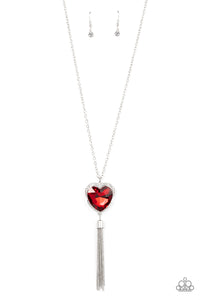 heart,Hearts,Long Necklace,red,rhinestones,Finding My Forever - Red Rhinestone Heart Necklace