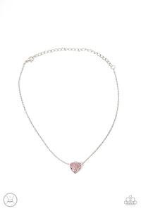 choker,hearts,pink,rhinestones,Twitterpated Twinkle - Pink Rhinestone Heart Necklace
