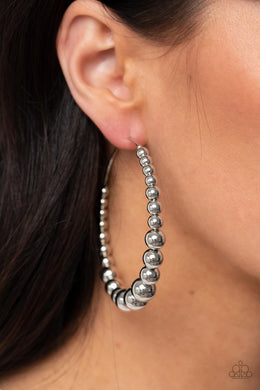 Show Off Your Curves - Silver Hoop Earrings Paparazzi Accessories