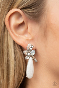post,rhinestones,white,DIY Dazzle - White Post Earrings