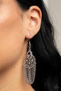 fishhook,purple,rhinestones,Pressed for CHIME - Purple Rhinestone Earrings