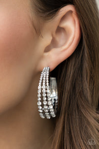 hoops,rhinestones,white,Cosmopolitan Cool - White Rhinestone Hoop Earrings