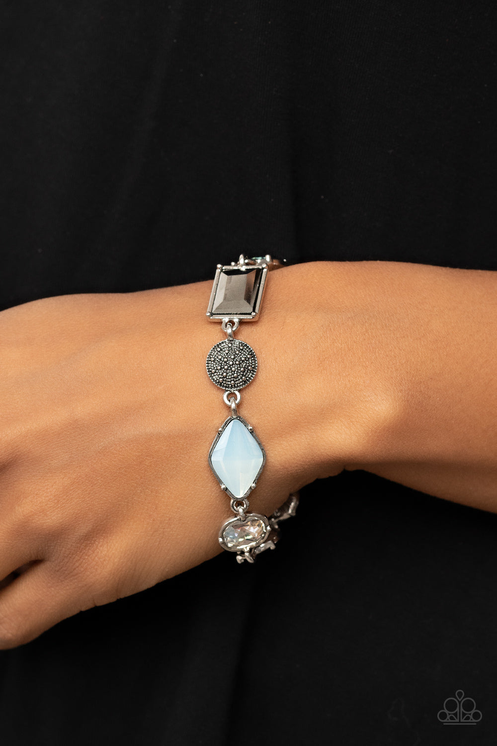 Jewelry Box Bauble - Silver Rhinestone Bracelet Paparazzi Accessories