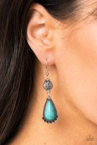 blue,crackle stone,fishhook,turquoise,Montana Mountains - Blue Stone Earrings