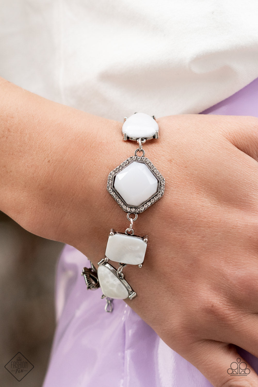 Grounding Glamour White Bracelet Paparazzi Accessories