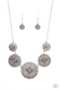 floral,pink,rhinestones,Marigold Meadows - Pink Floral Necklace