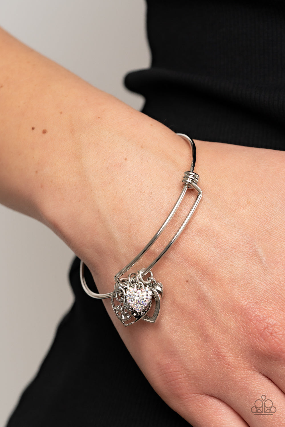 Im Yours - Multi Rhinestone Charm Bangle Bracelet Paparazzi Accessories