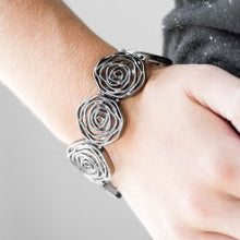 Load image into Gallery viewer, Beat Around the Rosebush Black Gunmetal Stretchy Bracelet Paparazzi Accessories