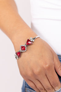 cuff,red,rhinestones,Strategic Sparkle - Red Rhinestone Cuff Bracelet