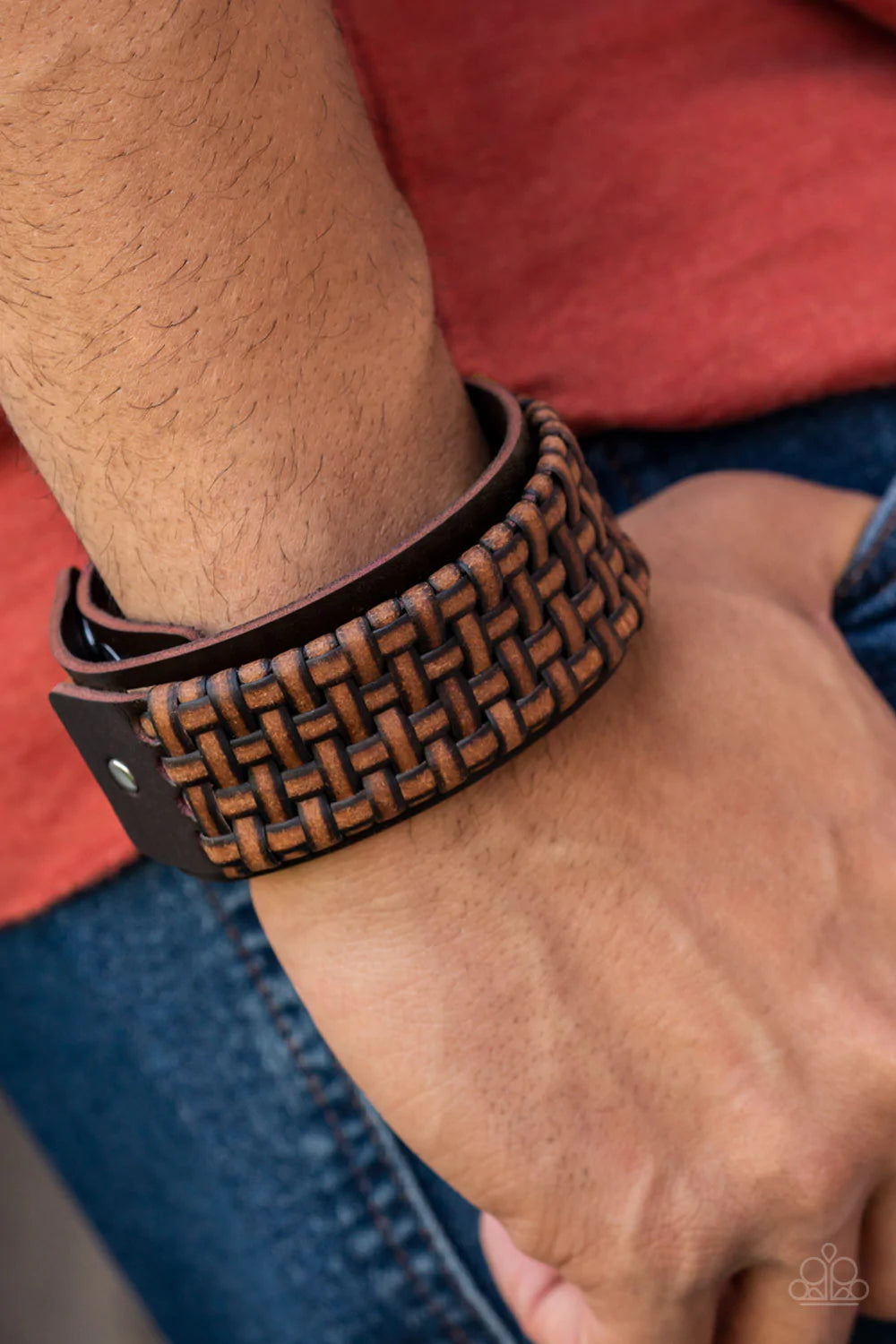 Urban Expansion Brown Leather Snap Bracelet Paparazzi Accessories