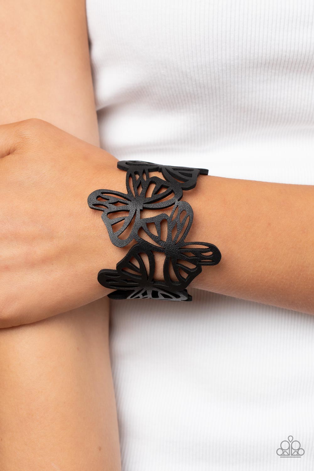 Butterfly Breeze - Black Leather Bracelet Paparazzi Accessories