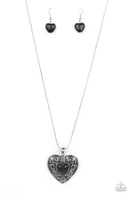 Load image into Gallery viewer, Wholeheartedly Whimsical - Black Stone Heart Necklace Paparazzi Accessories