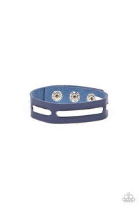 blue,leather,snaps,urban,Ride Easy - Blue Leather Urban Bracelet