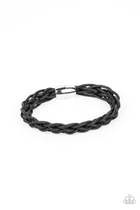black,leather,magnetic,Cattle Ranch - Black Magnetic Leather Urban Bracelet