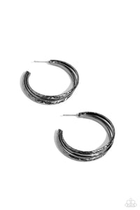 Gunmetal,hoops,CONTOUR de Force - Black Gunmetal Hoop Earrings