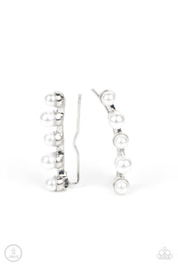 Ear Crawler,pearls,white,Drop-Top Attitude - White Pearl Ear Crawler Earrings