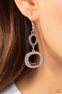 fishhook,red,rhinestones,So Unexpected - Red Rhinestone Earrings