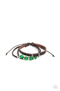 green,leather,pull-tie,urban,Amplified Aloha - Green Jade Pull Tie Bracelet