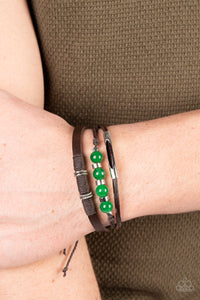 green,leather,pull-tie,urban,Amplified Aloha - Green Jade Pull Tie Bracelet