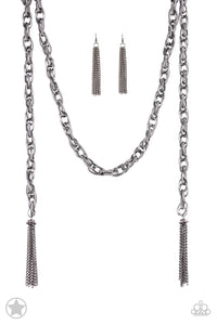 gunmetal,long necklace,Scarfed For Attention  Gunmetal Necklace