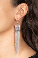 Load image into Gallery viewer, Dramatically Deco - White Rhinestone Earrings Paparazzi Accessories