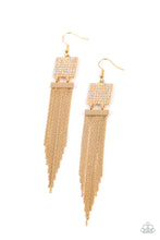 Load image into Gallery viewer, Dramatically Deco Gold Rhinestone Earrings Paparazzi Accessories