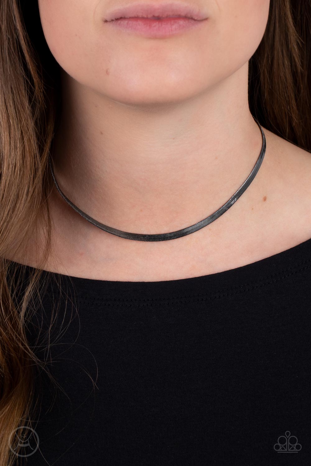 In No Time Flat - Black Gunmetal Choker Necklace Paparazzi Accessories