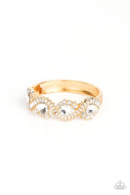 Load image into Gallery viewer, For the Win - Gold Rhinestone Hinged Bracelet Paparazzi Accessories
