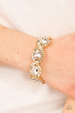 Load image into Gallery viewer, For the Win - Gold Rhinestone Hinged Bracelet Paparazzi Accessories