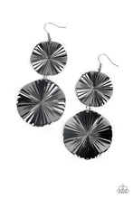 Load image into Gallery viewer, In Your Wildest FAN-tasy - Black Gunmetal Earrings Paparazzi Accessories