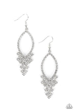 Load image into Gallery viewer, GLOWING off the Deep End - White Rhinestone Earrings Paparazzi Accessories