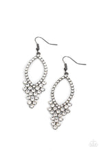 Load image into Gallery viewer, GLOWING off the Deep End - Black Gunmetal Rhinestone Earrings Paparazzi Accessories