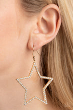 Load image into Gallery viewer, Supernova Sparkle - Gold Star Rhinestone Earrings Paparazzi Accessories