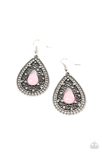fishhook,pink,rhinestones,Cloud Nine Couture - Pink Floral Rhinestone Earrings